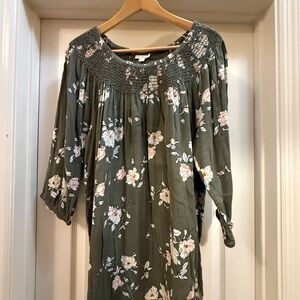 J. Jill Olive Floral Blouse